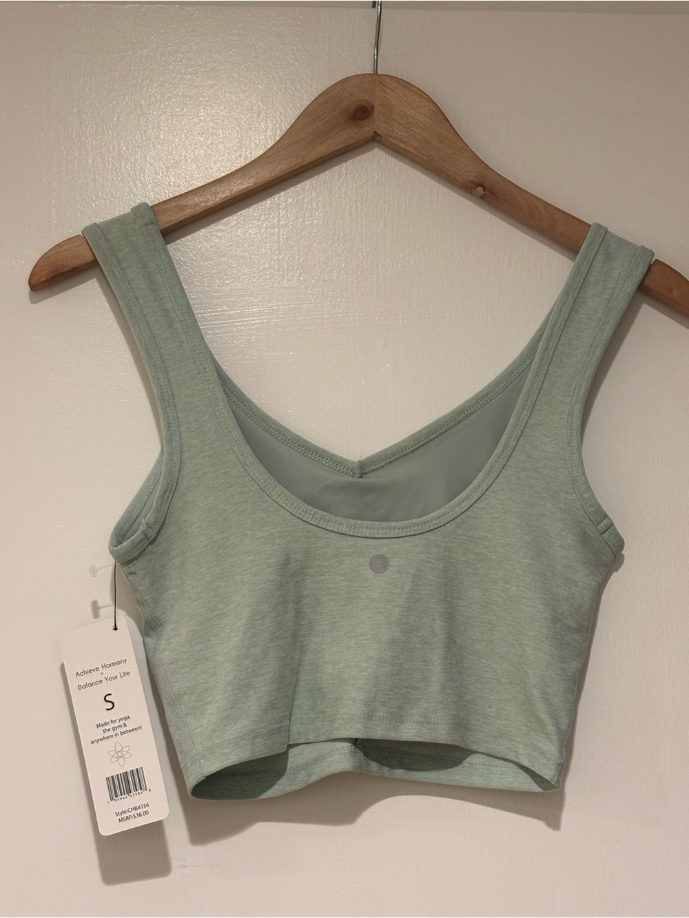 NWT Sage Green Ruched Yoga Tank Top Activewear Size S $38 MSRP - Picture 3 of 6
